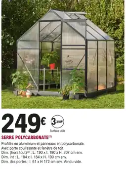 E.Leclerc Jardi SERRE POLYCARBONATE offre
