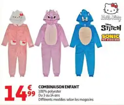 Auchan Hello Kitty Stitch Sonic COMBINAISON ENFANT offre