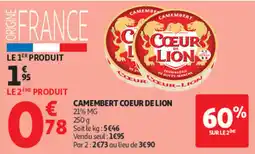 Auchan Coeur de Lion Camembert offre