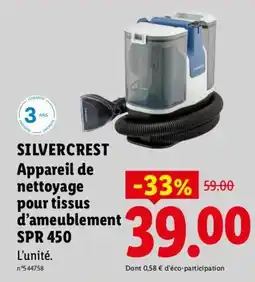 Lidl SILVERCREST Appareil de nettoyage pour tissus d'ameublement SPR 450 offre