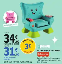 Jouet E.Leclerc Fisher-price chaise musicale et d'éveil offre