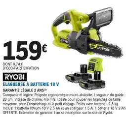 E.Leclerc Jardi RYOBI ELAGUEUSE À BATTERIE 18 V offre