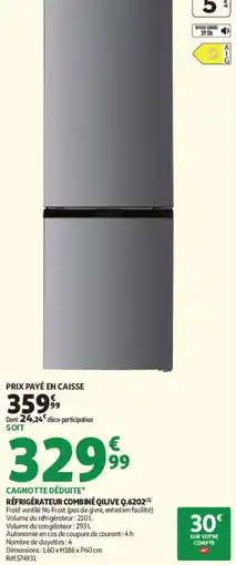 Auchan QILIVE Réfrigérateur combiné offre