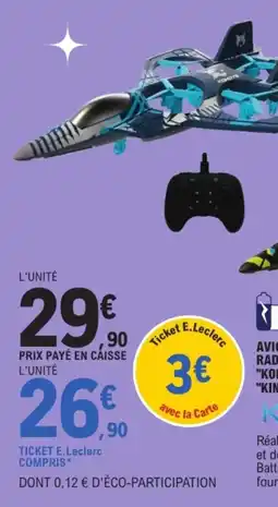 Jouet E.Leclerc KONCYTE Avion radiocontrôlé offre