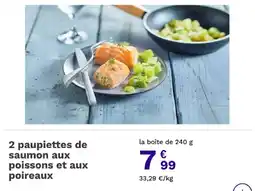 Picard 2 paupiettes de saumon aux poissons et aux poireaux offre