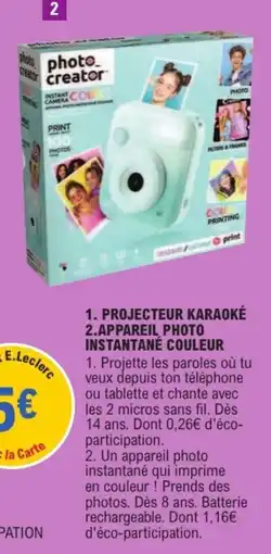 E.Leclerc photo_creator APPAREIL PHOTO INSTANTANÉ COULEUR offre