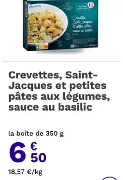 Picard Picard Crevettes, Saint-Jacques et petites pâtes aux légumes, sauce au basilic offre
