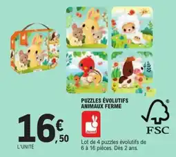 Jouet E.Leclerc Janod Puzzles évolutifs animaux ferme offre
