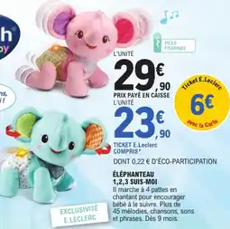 Jouet E.Leclerc Éléphanteau 1,2,3 suis-moi offre