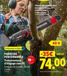 Lidl PARKSIDE Tronçonneuse d'élagage sans fil offre