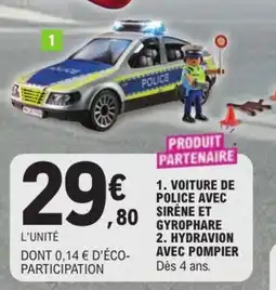 Jouet E.Leclerc Playmobil voiture de police avec sirene et gyrophare offre