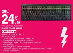 E.Leclerc CHERRY CLAVIER FILAIRE GAMING offre