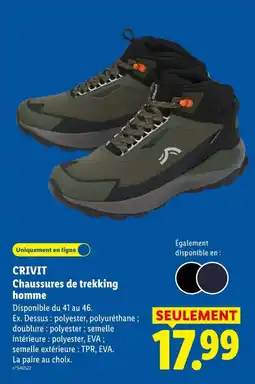 Lidl CRIVIT Chaussures de trekking homme offre