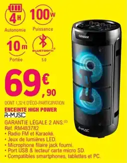 E.Leclerc R-MUSIC ENCEINTE HIGH POWER offre