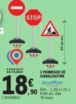 Jouet E.Leclerc Ecoiffier 3 panneaux de signalisation offre