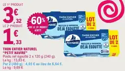 E.Leclerc Petit Navire Thon entier naturel offre