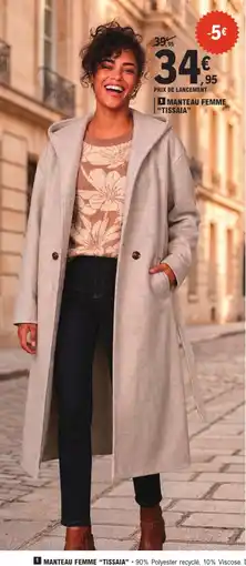 E.Leclerc Tissaia manteau femme offre