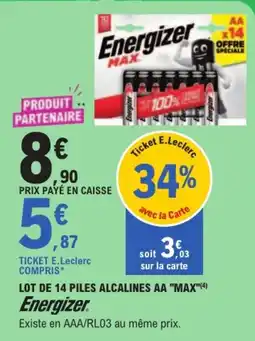 E.Leclerc Energizer piles offre