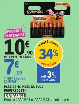 Jouet E.Leclerc DURACELL Piles AA Plus Powerboost offre