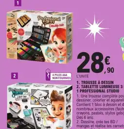 Jouet E.Leclerc Trousse a dessin tablette lumineuse 3 en 1 professional studio offre