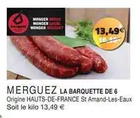 Intermarché Merguez la barquette de 6 offre