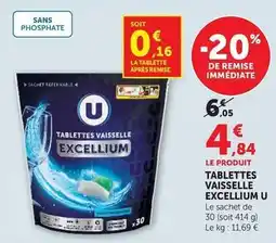 Super U U - tablettes vaisselle excellium offre