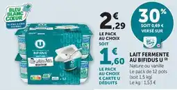 Super U U - lait fermente au bifidus nature/vanille offre