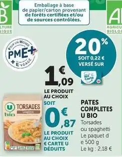Super U U - pates completes bio offre