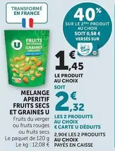 Super U U - melange aperitif fruits secs/graines fruits du verger/rouges/sec offre
