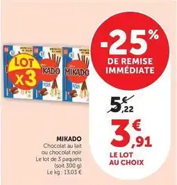 Super U Mikado - chocolat au lait/noir offre