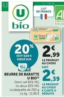 Super U U - beurre de baratte demi-sel/doux offre