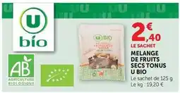 Super U U bio - melange de fruits secs tonus offre
