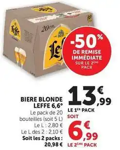 Super U Leffe - biere blonde 6.6 offre