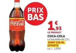 Super U Coca cola - la bouteille de 1.5 l offre