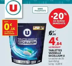 U Express U - tablettes vaisselle excellium offre