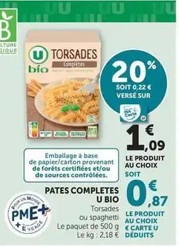 U Express U bio - pates completes offre