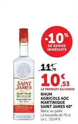 U Express Saint james - rhum agricole aoc martinique 40° offre