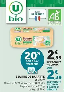 Hyper U U bio - beurre de baratte offre