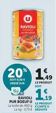 U Express U - ravioli pur boeuf offre