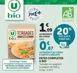 Hyper U U bio - pates completes offre