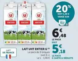 Hyper U U - lait uht entier offre