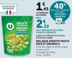 Hyper U U - melange aperitif fruits secs et graines offre