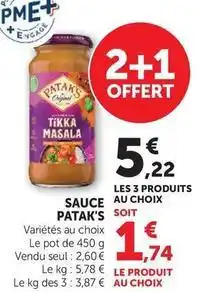Hyper U Patak's - sauce au choix soit offre