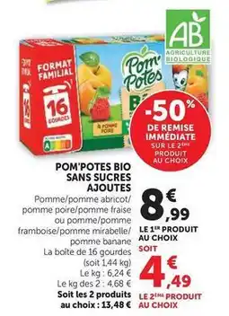 Hyper U Pom'potes - sans sucres ajoutes offre