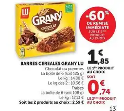Hyper U Barres cereales offre