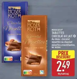 ALDI MOSER ROTH TABLETTES CHOCOLAT AU LAIT offre
