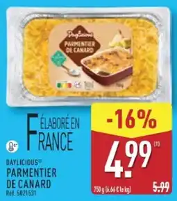 ALDI DAYLICIOUS PARMENTIER DE CANARD offre
