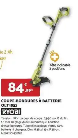 Bricomarché Ryobi - coupe-bordures a batterie olt1832 offre