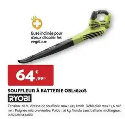 Bricomarché Ryobi - souffleur à batterie obl1820s offre