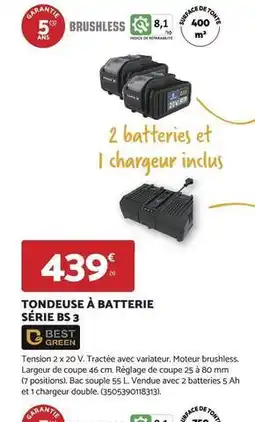 Bricomarché Bs - tondeuse à batterie série 3 offre